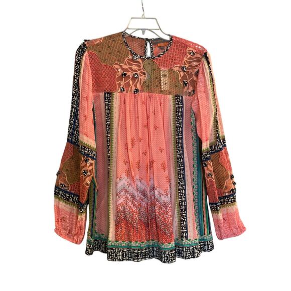Anthropologie Bhanuni by Jyoti Women's Size XL Pink Rosario Blouse New with Tags - Picture 2 of 16